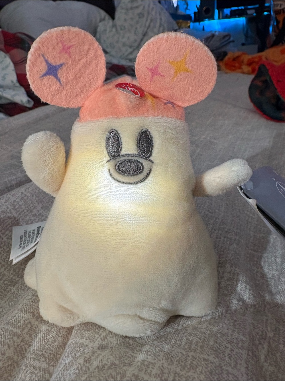 Disney Mickey Cream & Pink light up shoulder sitter Halloween ghost. - Picture 2 of 5